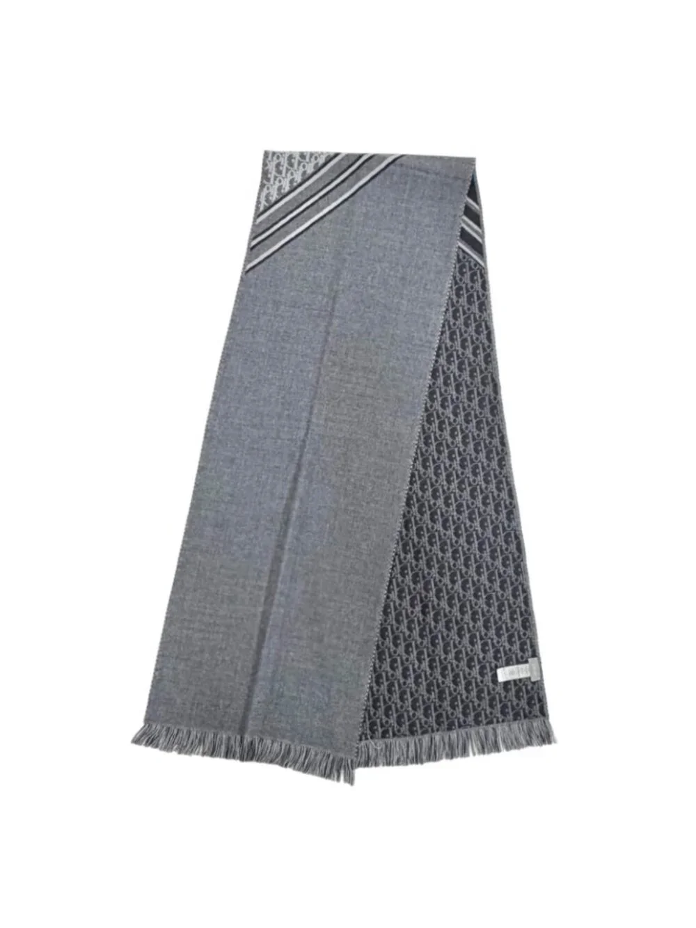 Dior Homme Trotter Wool 100% Fringe Long Scarf Gray
